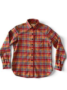 Tradlands Flannel Shirt Red Orange Plaid Button Down Small NWOT